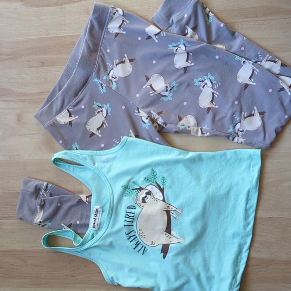 Sloth Pajama Set, S Cozy Lounge Pants & Tank Top, Weekend Edition, Matching - Picture 2 of 10